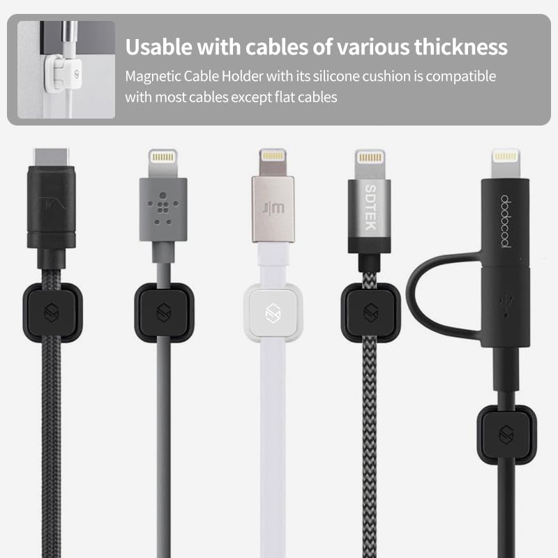 Sinjimoru Magnetic Cable Clips, Multipurpose Cable Management for Car and Office Supplies Self Adhesive Cable Organizer Clip. Magnetic Cable Holder 3pcs White - Image 4